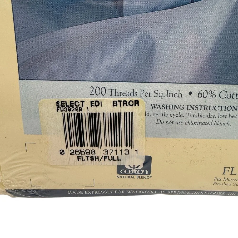 Select Edition Full Flat Sheet Yellow Cotton Blend USA Made Vintage NOS USA Made